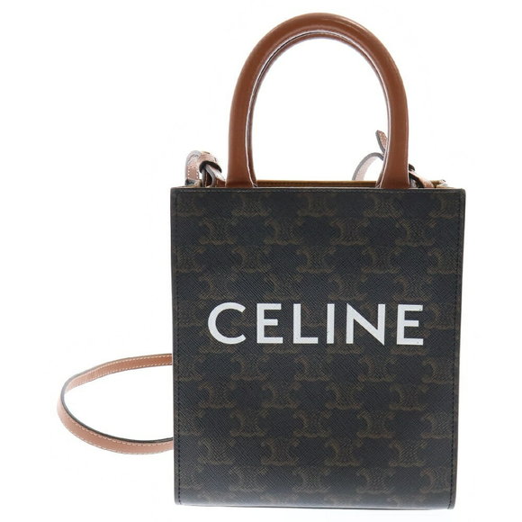 Celine Triomphe Vertical Cabas Shoulder Bag Brown Bright - Picture 1 of 5